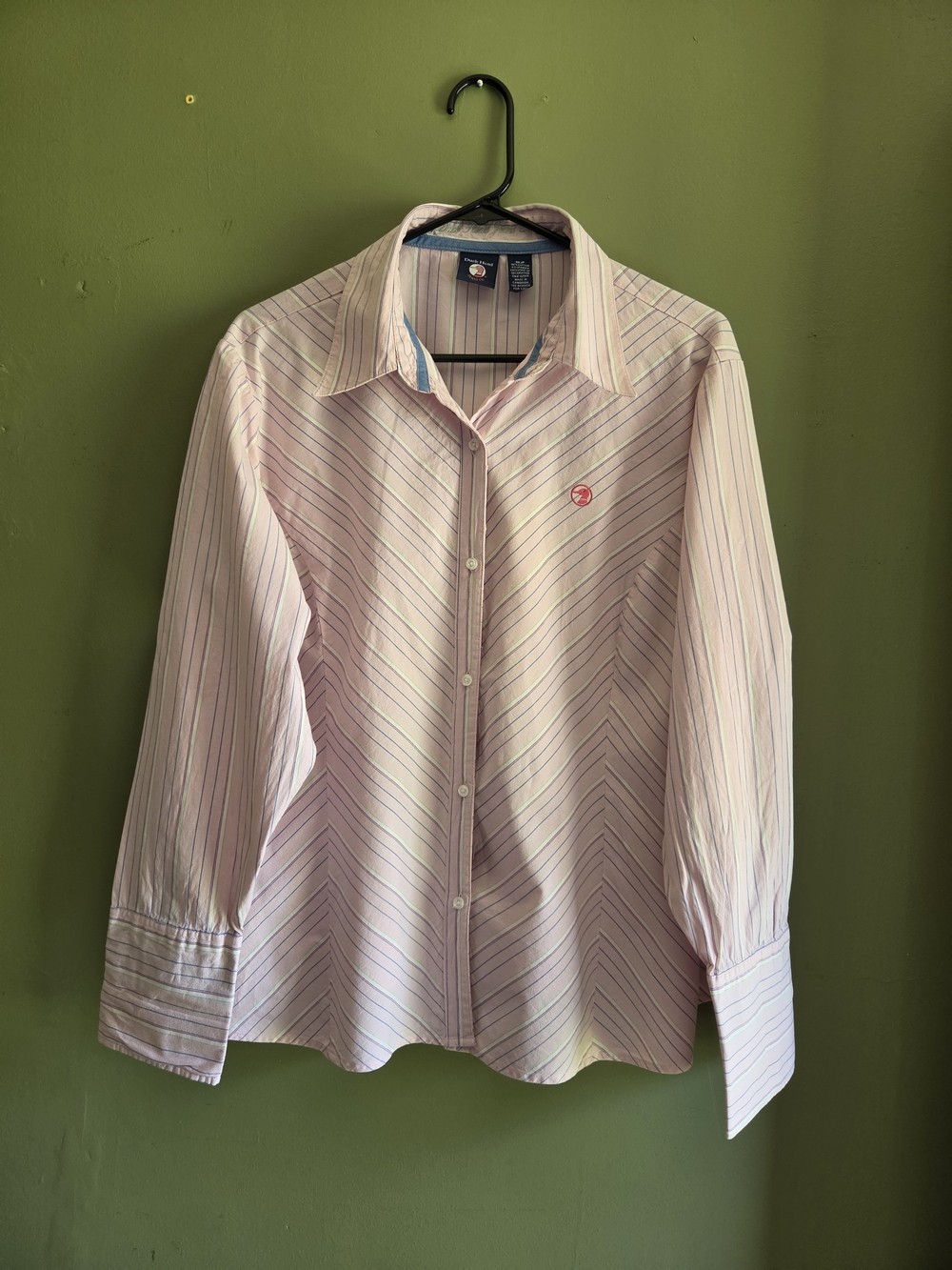 Duck Head Women's Light Pink Striped Dress Shirt